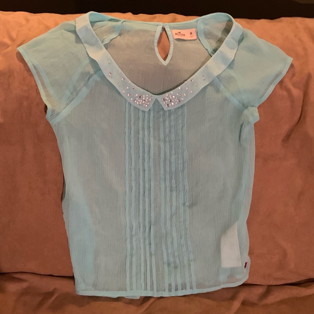 Hollister Medium Light Blue Sheer Top
